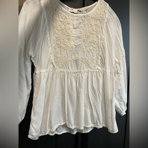 Lucky Brand Cream Embroidered Blouse
